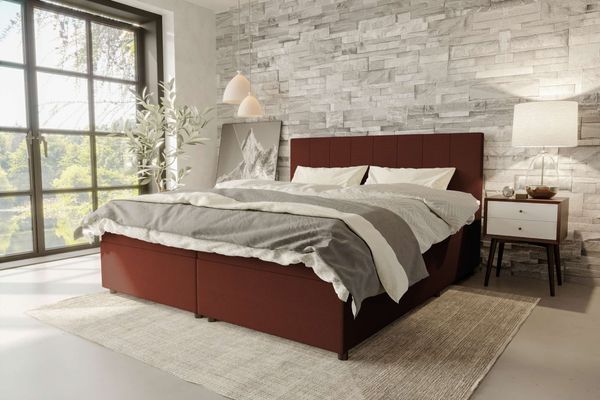 99rooms Kira Boxspringbett Cordstoff POSO Terracotta 200x200 cm