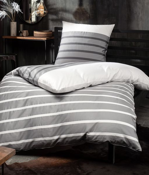 Janine Bettwäsche PALERMO Mako-Satin BL 135x200 cm grau Bettbezug Bettzeug