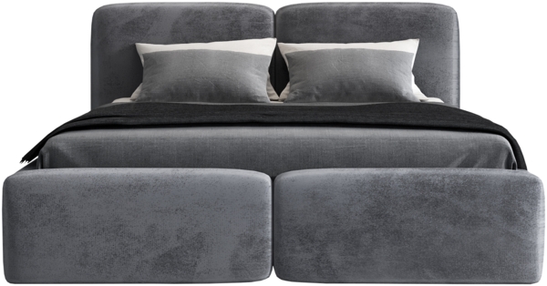 Polsterbett OLKE 140x200 mit Matratze, Bettkasten und Lattenrost. Farbe: Anthracite 18