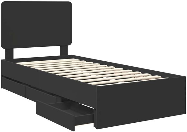 vidaXL Bettrahmen mit Schubladen Schwarz 90 x 190 cm Ingenieurs Holz 3412638 Bild 5