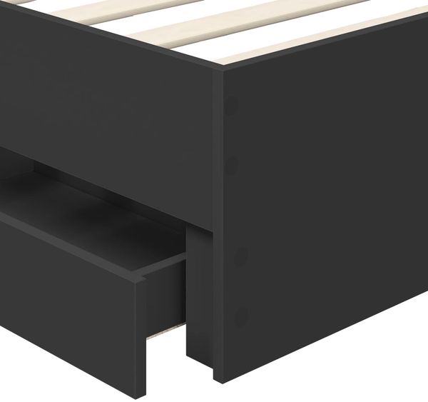 vidaXL Bettrahmen mit Schubladen Schwarz 90 x 190 cm Ingenieurs Holz 3412638 Bild 11