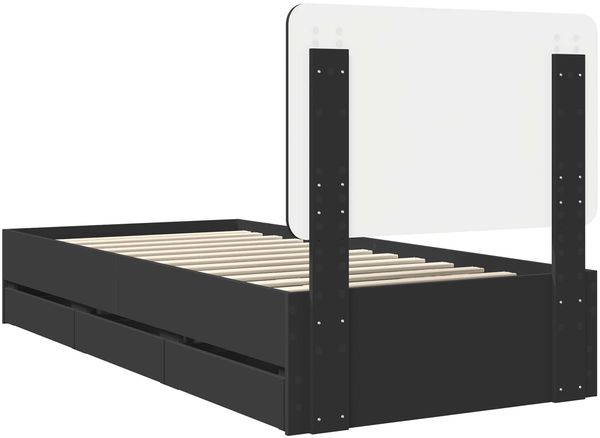 vidaXL Bettrahmen mit Schubladen Schwarz 90 x 190 cm Ingenieurs Holz 3412638 Bild 10
