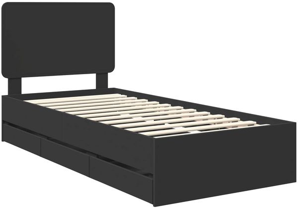 vidaXL Bettrahmen mit Schubladen Schwarz 90 x 190 cm Ingenieurs Holz 3412638 Bild 4