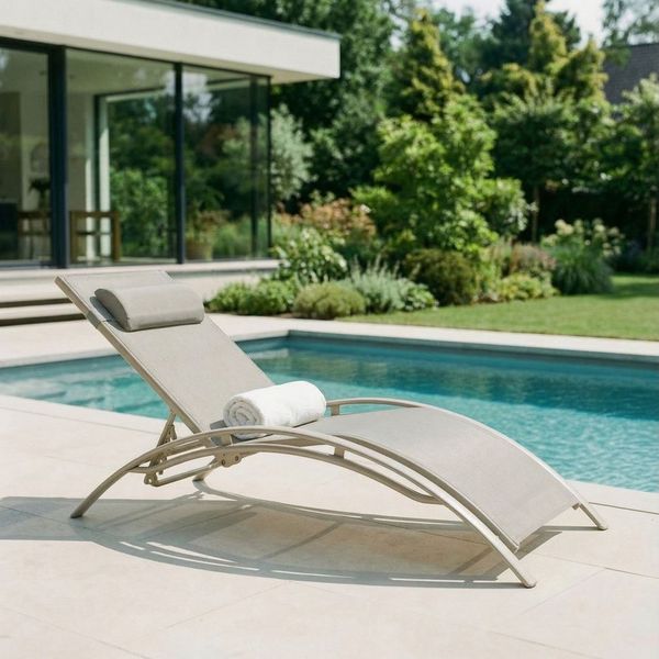 IDIMEX Gartenliege RELAX, Relaxliege mit Kissen Aluminiumgestell Textillehne & Kissen Champagner