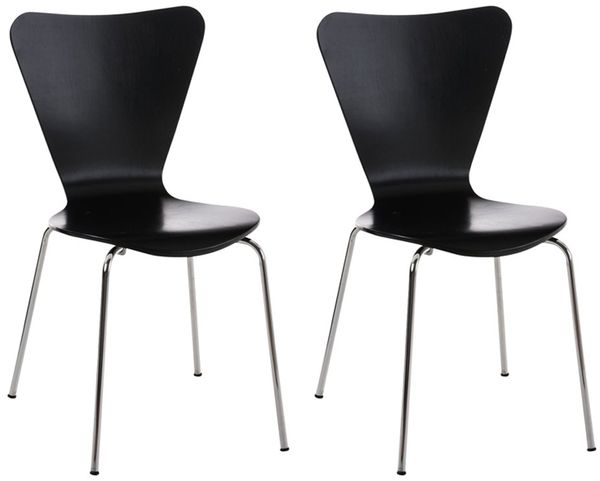 2er Set Besucherstuhl BERLIN - Holz Schwarz 45x49x85 cm | Besucherstühle Konferenzstuhl Wartezimmerstuhl Bürostühle Bürostuhl Konferenzraum