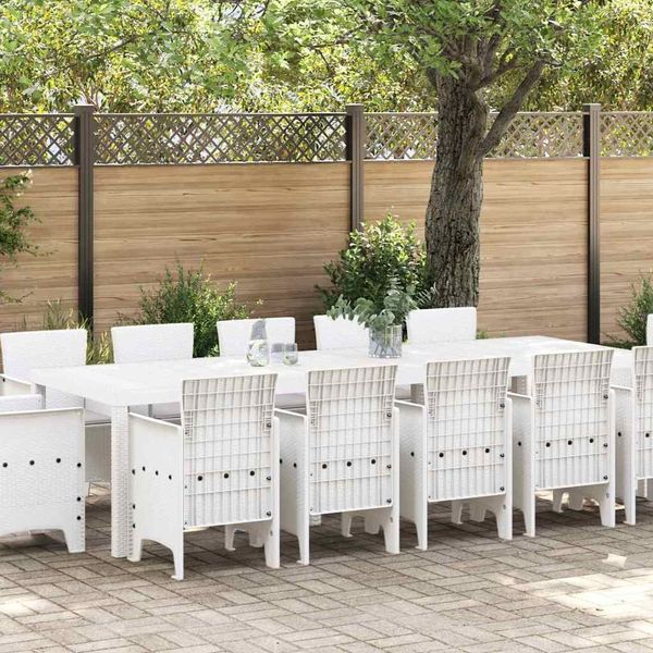 vidaXL Garten Essgruppe 13 pcs Weiß und Hellgrau Poly-Rattan und Stahl 3378624