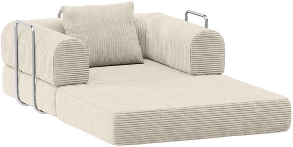 skølm 'Lofn' Modularer Sessel 1 Sitzer, 115x100 cm, Vollschaumcouch mit Metallgestell, Cord beige, Schlafsessel vakuumverpackt, kein Aufbau erforderlich Bild 12