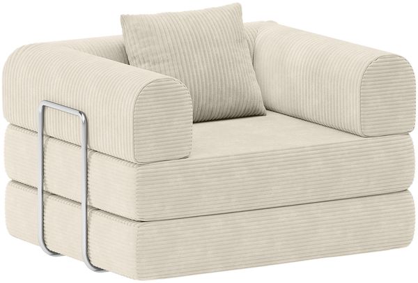 skølm 'Lofn' Modularer Sessel 1 Sitzer, 115x100 cm, Vollschaumcouch mit Metallgestell, Cord beige, Schlafsessel vakuumverpackt, kein Aufbau erforderlich Bild 10