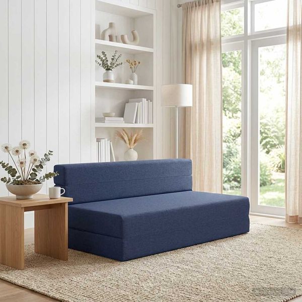 vidaXL Klappsofa Bett Blau 152 x 86,5 x 60 cm Stoff 900124