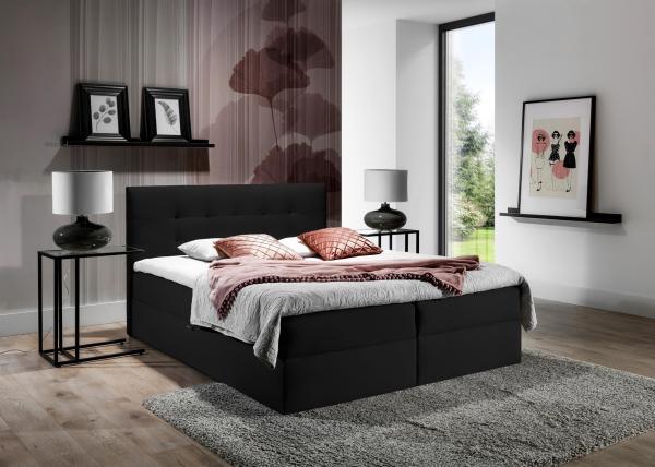 99rooms Chester Boxspringbett Velours ROYAL VELVET Schwarz 180x200 cm