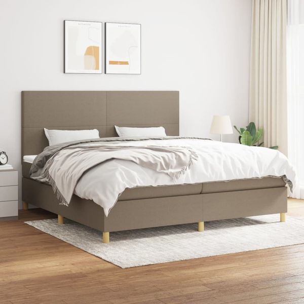 vidaXL Polsterbett mit Matratze Taupe 200x200 cm Stoff, Härtegrad: H2 [3142205]