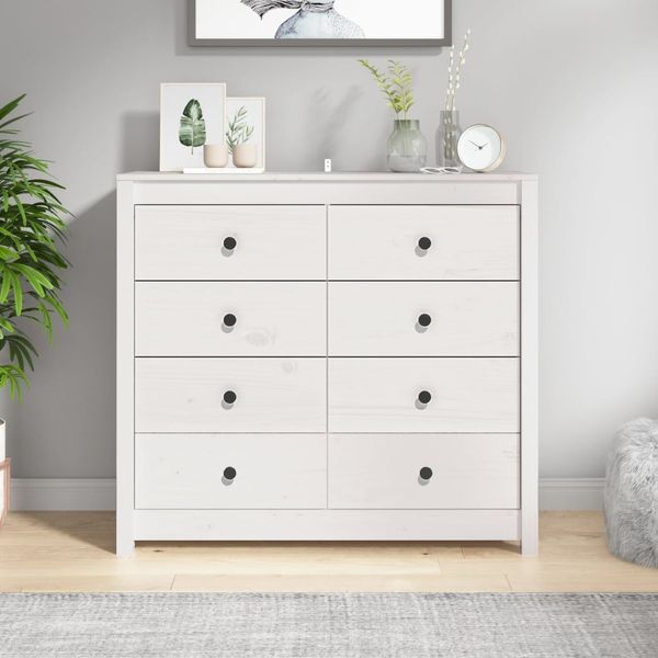 Beistellschrank, Büroschrank, Sideboard Weiß 100x40x90 cm Massivholz Kiefer