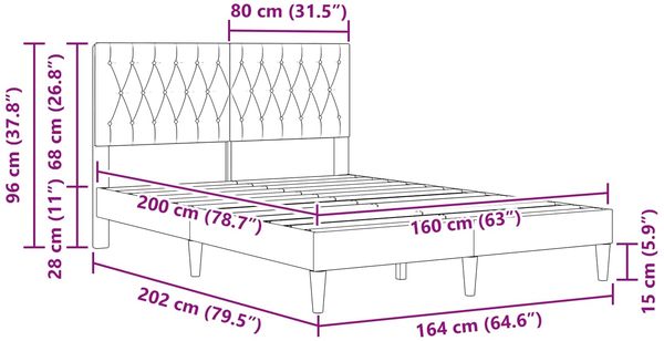 vidaXL Bettrahmen mit Kopfteil Blau 160 x 200 cm Samt 42027678 Bild 9