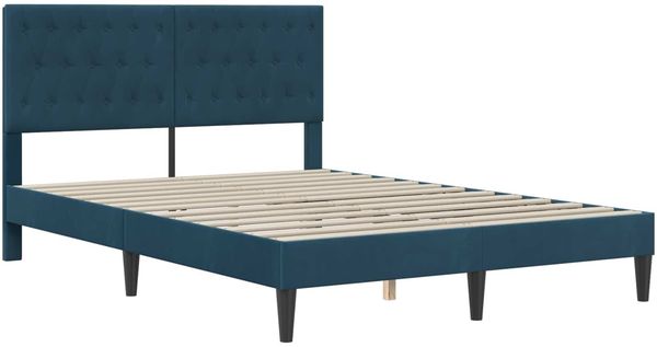 vidaXL Bettrahmen mit Kopfteil Blau 160 x 200 cm Samt 42027678 Bild 3