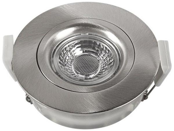 Heitronic 500954 LED Einbaustrahler nickel matt rund schwenkbar IP44 dim-to-warm