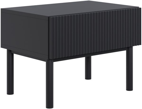 Selsey 'Veldio New' Nachttisch mit Rillenfront und Schublade, Schwarz, 50 cm