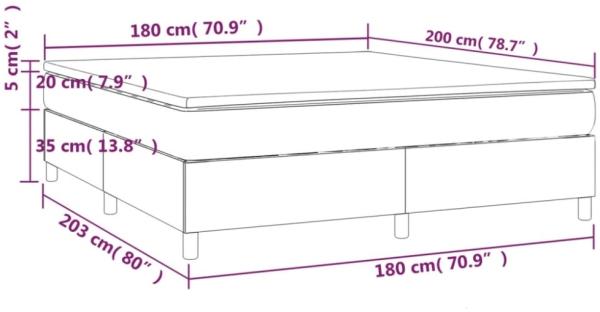 vidaXL Boxspringbett mit Matratze Schwarz 180x200 cm Stoff 3144540 Bild 2