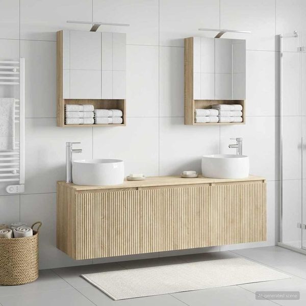 vidaXL Badezimmerschrank-Set 5 pcs Sonoma-Eiche Holzwerkstoff 3406521