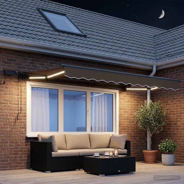 vidaXL Manueller Markisenrahmen mit LEDs Taupe 3,5 x 2 m 3425729