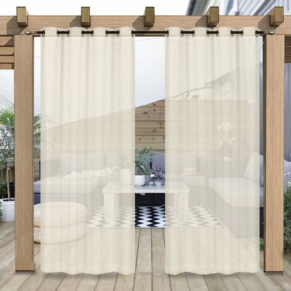 Jibenhome Outdoorgardine TerrassenGardine Ösen Outdoorvorhang Halftransparent Wasserabweisend, für Veranda,Rasen,Hof