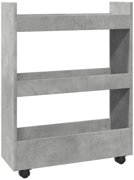 vidaXL Aufbewahrungswagen Schmal 3 Etagen Betongrau Holzwerkstoff 855253
