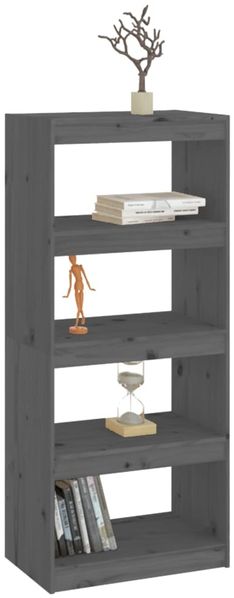 vidaXL Bücherregal/Raumteiler Grau 60x30x135,5 cm Massivholz Kiefer 808170 Bild 4
