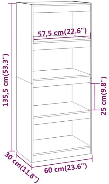 vidaXL Bücherregal/Raumteiler Grau 60x30x135,5 cm Massivholz Kiefer 808170 Bild 8