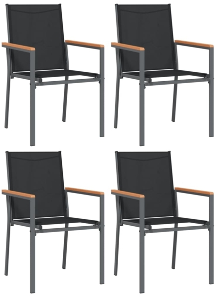 vidaXL Gartenstühle 4 Stk. Schwarz 55x61,5x90 cm Textilene und Stahl 3187085