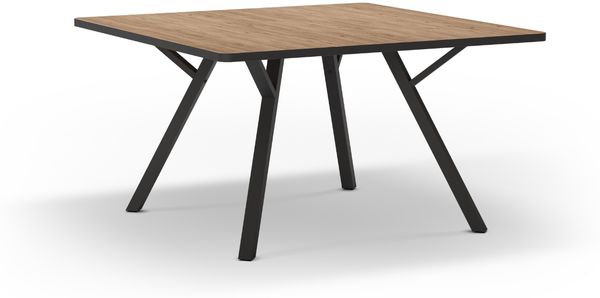 Calicosy Quadratischer Tisch mit schwarzen Metallbeinen L136 x B136 cm - BENI - Helles Holz