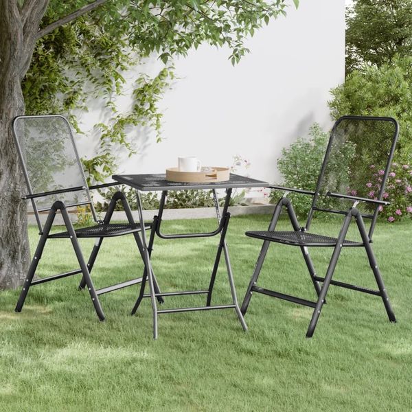 Gartentisch, Balkontisch, Esstisch 60x60x72 cm Streckmetall Anthrazit