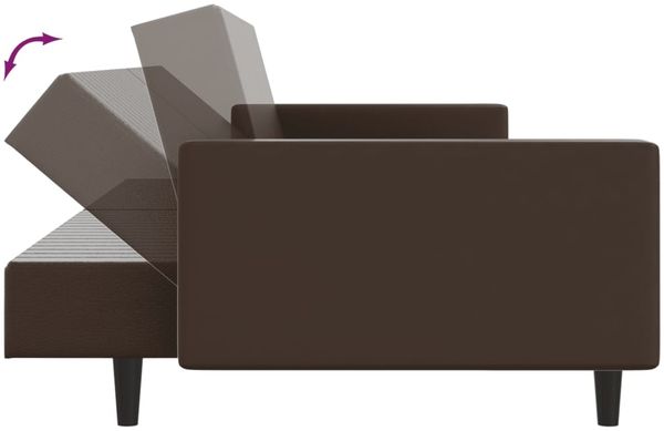 vidaXL Schlafsofa 2-Sitzer Braun Kunstleder 375952 Bild 6