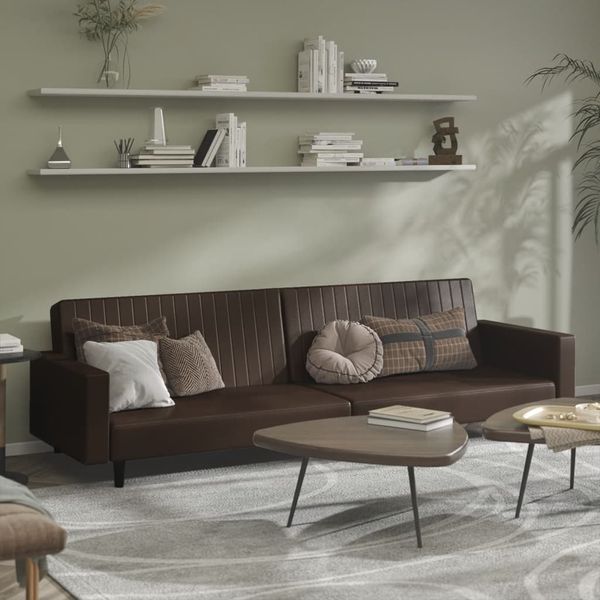 vidaXL Schlafsofa 2-Sitzer Braun Kunstleder 375952