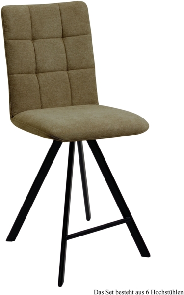 Thekenstuhl drehbar (6er-Set) Destiny 47x108x60 Schwarz/Olivgrün