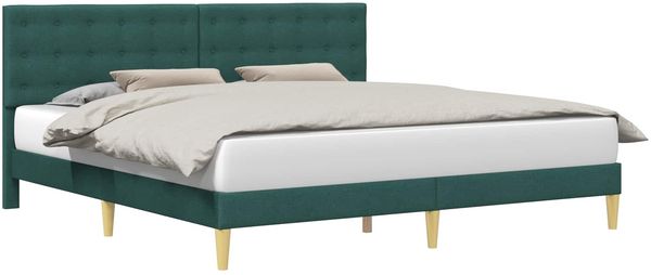 vidaXL Bettrahmen mit Kopfteil Dunkelgrün 200 x 200 cm Stoff 42027818 Bild 2