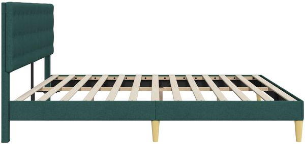 vidaXL Bettrahmen mit Kopfteil Dunkelgrün 200 x 200 cm Stoff 42027818 Bild 5