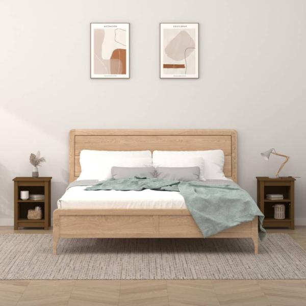 vidaXL Nachttische 2 Stk. Honigbraun 40x35x55 cm Massivholz Kiefer 820963