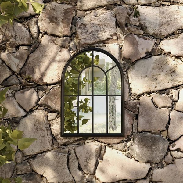 vidaXL Gartenspiegel Schwarz 60x45 cm Eisen 318346