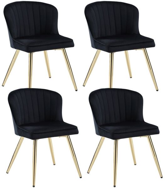 WAHSON OFFICE CHAIRS Esszimmerstuhl 2er Set, Gebogene Linie Rückenlehne, Küchenstuhl mit goldenem Fuß (4 St)