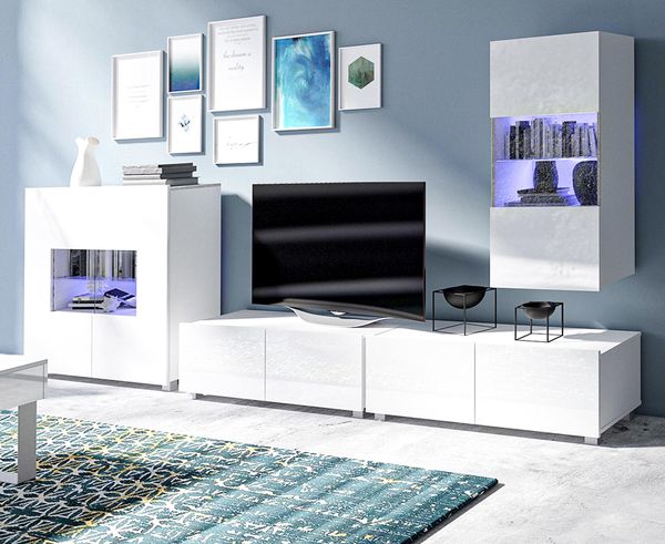 AX LIVING Wohnwand Wohnzimmer Kossana 17 – Modernes Design in Weiß