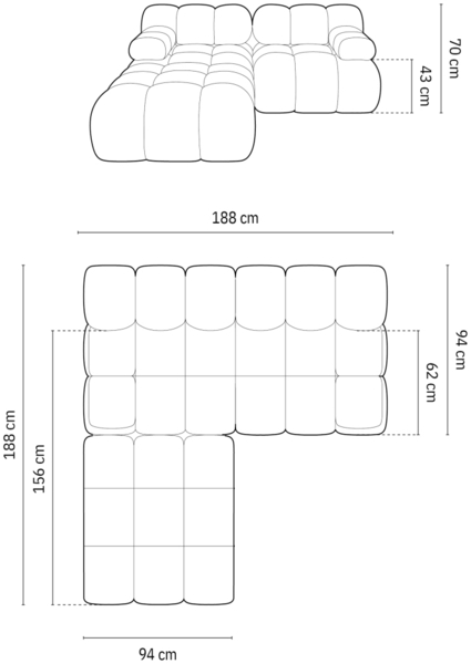 Micadoni Modulares Sofa Bellis 3-Sitzer mit flachem Modul Samt Bluvel Gelb Bild 11