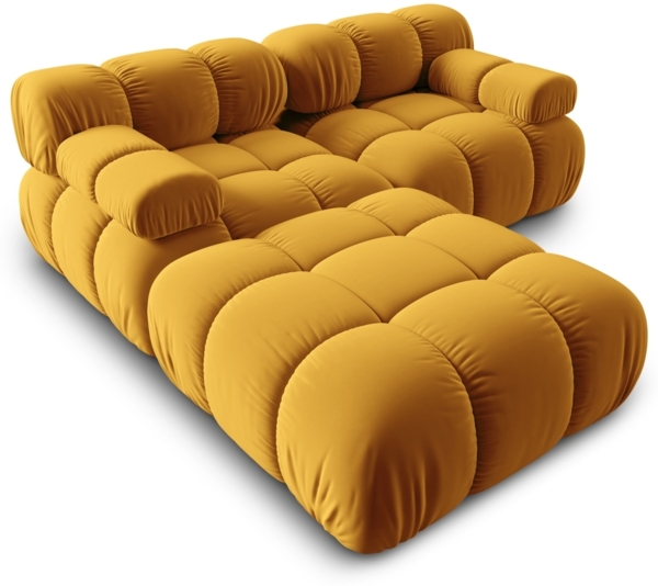 Micadoni Modulares Sofa Bellis 3-Sitzer mit flachem Modul Samt Bluvel Gelb Bild 3