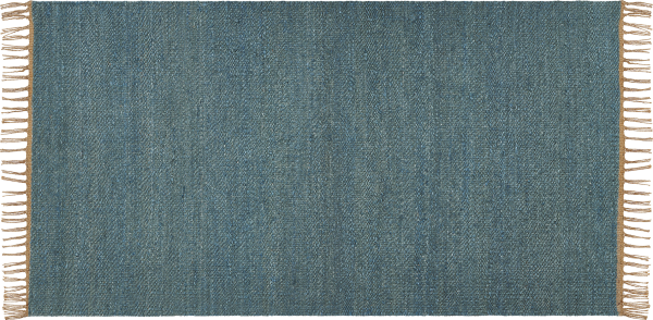 Teppich Jute blau 80 x 150 cm Kurzflor zweiseitig LUNIA