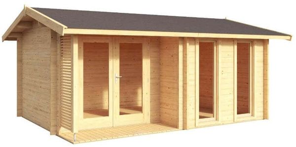 Lasita Maja Gartenhaus Hampshire ISO Gartenhaus aus Holz in Grau Holzhaus mit 44 mm Wandstärke Blockbohlenhaus mit Montagematerial