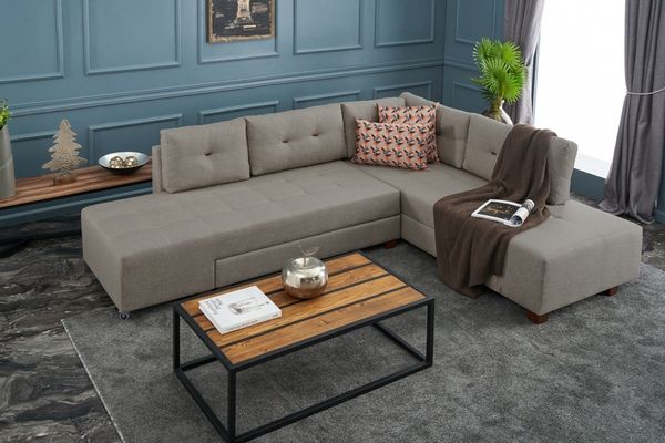 Eckschlafsofa, 'Manama', 85 x 206 x 280, Creme