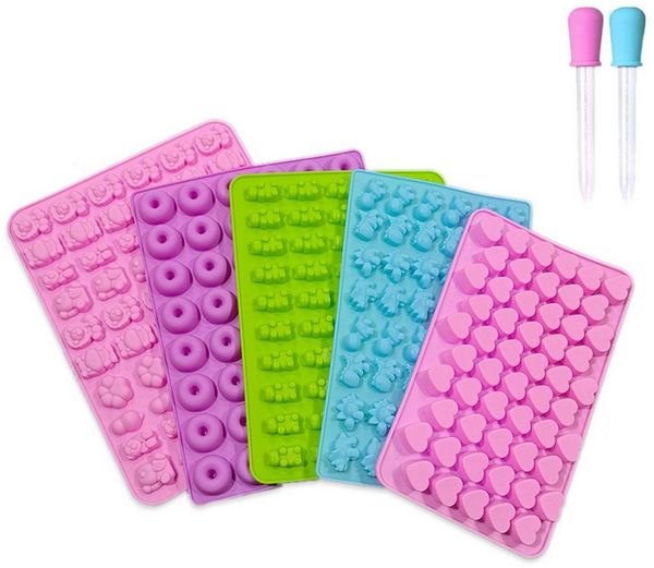 FELIXLEO Silikonform Silikon Gummibärchen Formen mit Pipetten, (5-tlg)