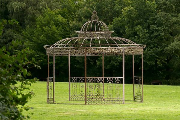 Pavillon ELIN Antik rund - 370 x 370 x 350 cm, Metall, Bronze | Gartenpavillon Romantik Zierpavillon Gartendeko