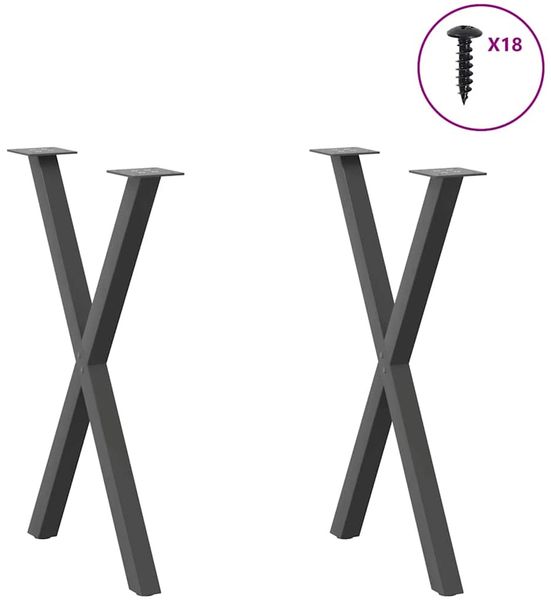vidaXL Esstischbeine X-Form 2 Stk. Anthrazit 50x(72-73) cm Stahl 4012910 Bild 3