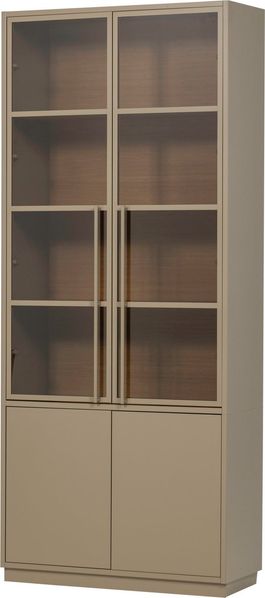 Vitrine Casa Kiefer FSC-zertifiziert, modernes Loft Design, braun, Glastüren, 236x101x40 cm