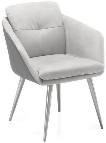 Armlehnstuhl >Emily< in grau/hellgrau - 65x83x63 (BxHxT)