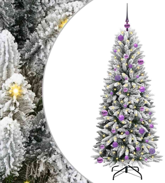 vidaXL Künstlicher Weihnachtsbaum mit 150 LEDs mit Ständer Weiß 150 cm 3396039